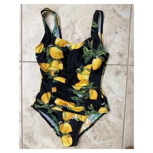 FirPearl size 8 one piece black With lemons New swim suit bathing suit